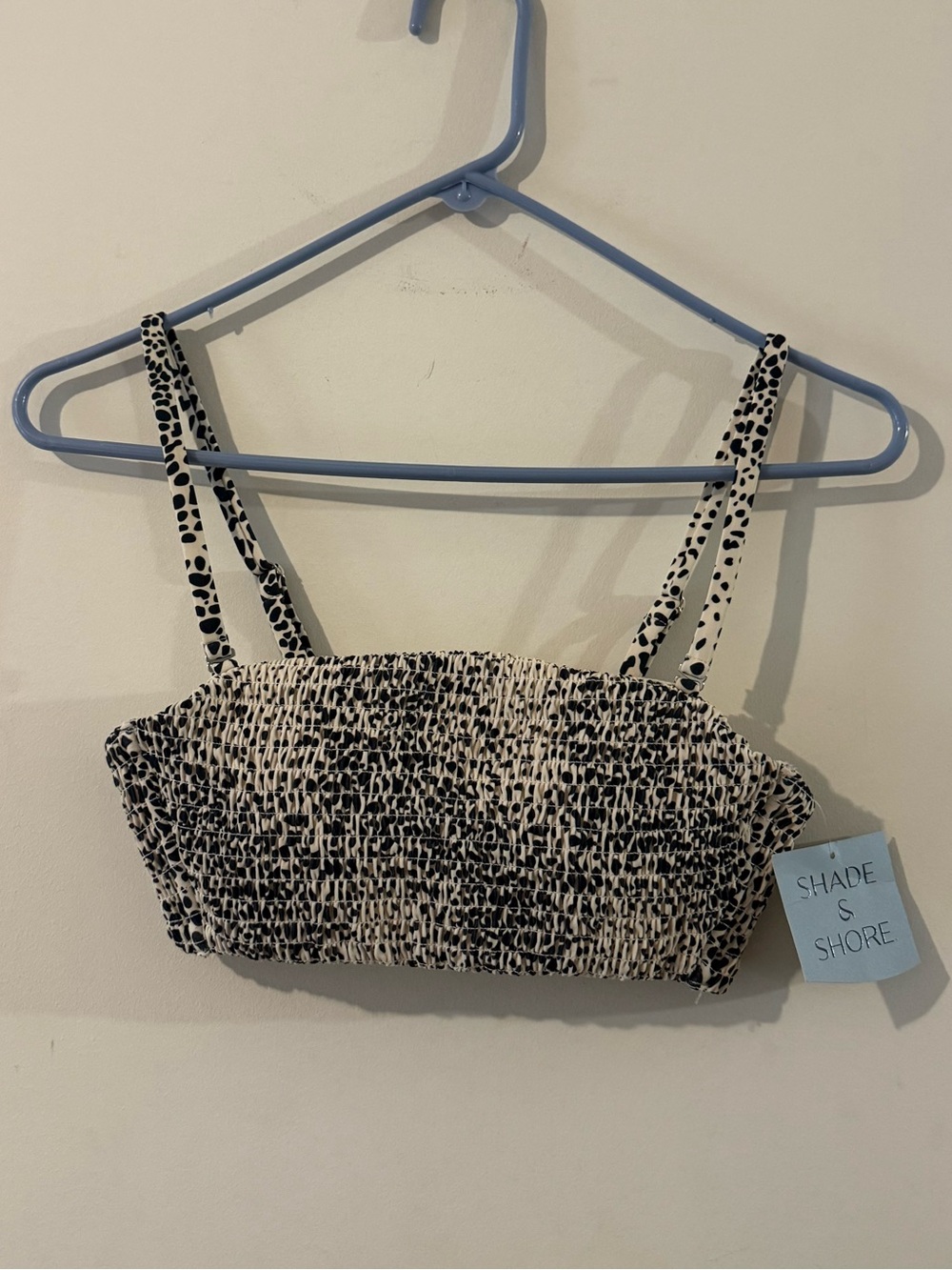 Shade & Shore cream smocked bikini top
